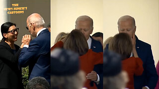 Biden exchanges kisses and touches with a bunch of female Democrats including Pelosi.