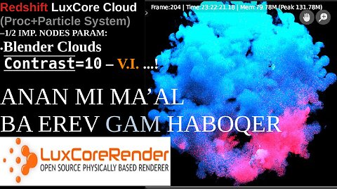 Redshifted LuxCore FINER Cloud: Proc+Part.Sys./Mixed❟ NODES PARAM: Blender Clouds-»Contrast=10 #sc