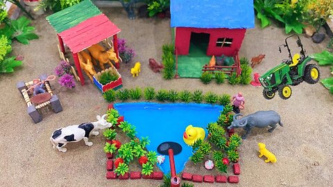Top Diy How to Make Cow Shed Farm Diorama | Water Supply For Animals Pool For Fishes
