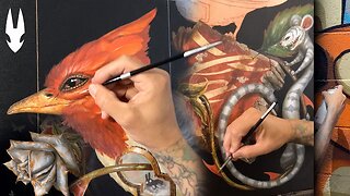 Time-Lapse Custom Acrylic Painting Video of a Beautiful Bird in "Turn Key Two"