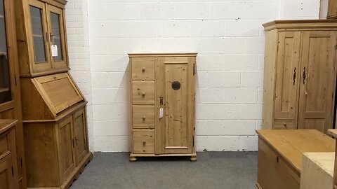 Antique Pine Single Door Larder Cupboard With 4 Drawers (Y4603D) @PinefindersCoUk