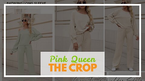 Pink Queen Women's 2 Piece Outfit Sweater Set Long Sleeve Crop Knit Top and Wide Leg Long Pants...