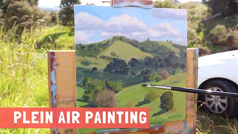 How to Paint a RURAL LANDSCAPE En Plein Air - Painting Adventures Outdoors. Tips For Mixing Greens