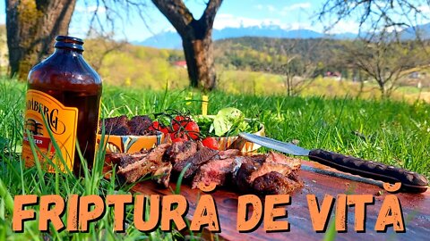 🥩Friptură de Vită în Tigaie de Fontă ! Gătim în Natură #8