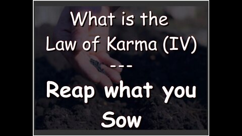 What is the law of Karma (IV) – Reap what you sow