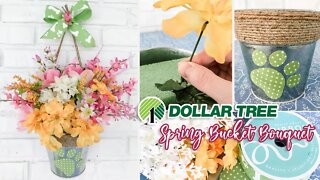 Dollar Tree DIY - Bowwow Bucket Bouque for Spring