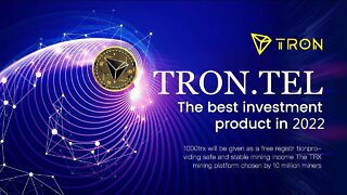 Tron Tel - Nova mineradora de TRX dando 1000 TRX FREE e pagando 2.5% a 8% dia.
