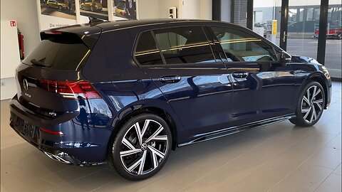 Volkswagen NEW Golf R-Line 2023 in 4K Atlantic Blue 18 inch Bergamo walk around & detail inside