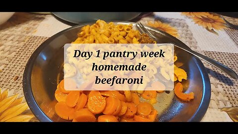 Day 1 pantry week Homemade beefaroni #pantrycooking #pantry