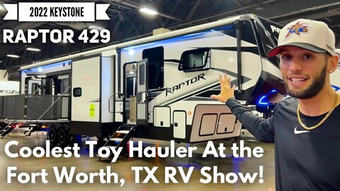 Coolest Toy Hauler at the Fort Worth, TX RV Show! Keystone Raptor 429 Side Patio