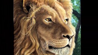 Time-lapse Acrylic on canvas: Lion