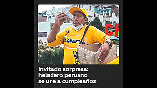 Heladero es sensación en Perú al unirse a un cumpleaños