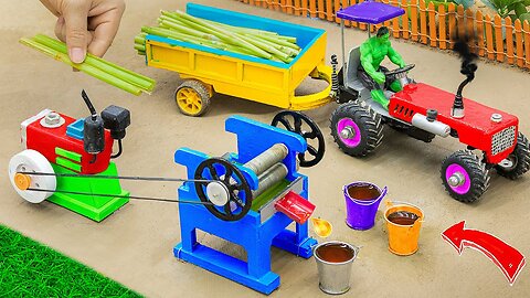 Diy tractor making mini sugarcane press machine | diy concrete bridge | Sunfarming
