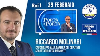 🔴 On. Riccardo Molinari ospite nella trasmissione "Porta a Porta" su Rai1 del 29/02/2024.