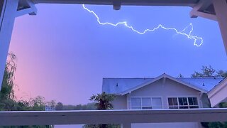 Lightning strike paints the sky in dazzling colors