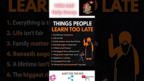 🔥Things people learn too late🔥#shorts🔥#wildselfhelpgroup🔥8 July 2022🔥