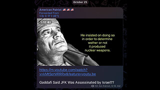 Gaddafi Said JFK Was Assassinated by Israel??