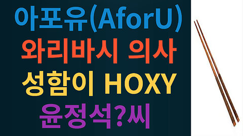 아포유(AforYou) 후배 와리바시 의사 성함이 HOXY 윤정석?씨 아니십니껴?? /24.01.24.