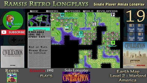 Sid Meier's Civilization | 1992 | Amiga | Warlord | EARTH | America - Episode #19 | Longplay