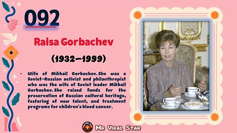 Raisa Gorbachev (1932–1999)| TOP 150 Women That CHANGED THE WORLD | Short Biography