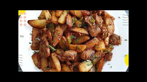 Butter Garlic Potatoes & Meat Recipe / Garlic Potatoes Perfectly Roasted / Potatoes & Meat at Home