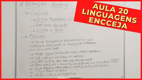 🚀 REDAÇÃO - Parte 4 - Linguagens, Códigos e suas Tecnologias - ENCCEJA - [Ensino Médio] - Aula 20