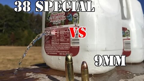 9mm vs .38 Special... Water jug penetration test