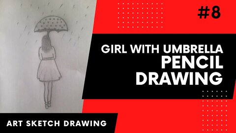 How to draw a girl with umbrella ll Girl with umbrella in rain drawing #girlwithumbrella