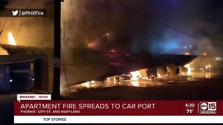 Apartment fire spreads to carport in Phoenix