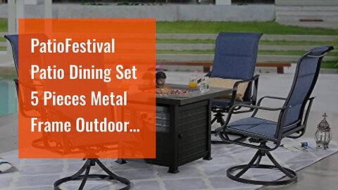 PatioFestival Patio Dining Set 5 Pieces Metal Frame Outdoor Furniture Sets Outside Swivel Rocke...