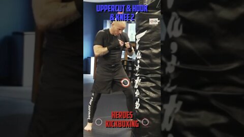 Heroes Training Center | Kickboxing "How To Double Up" Uppercut & Hook & Knee 2 - Front | #Shorts