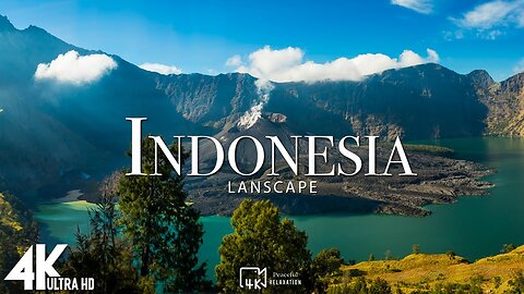 FLYING OVER INDONESIA 4K UHD - Calming Music With Stunning Beautiful Nature Video For Relaxation