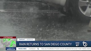 Rain returns to San Diego County