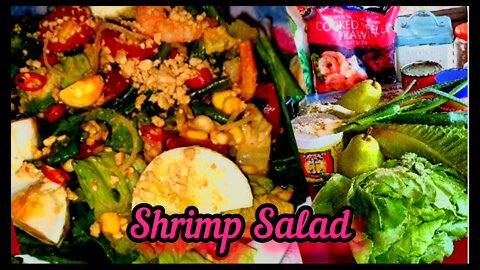 Indonesian Shrimp Mix Salad known as Gado Gado Udang and a No Shell Boiled Egg Hack