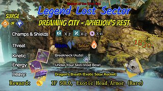 Destiny 2 Legend Lost Sector: Dreaming City - Aphelion's Rest on my Stasis Warlock 1-11-24