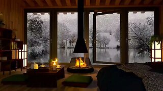 Crackling Fireplace Serenity in Snowfall