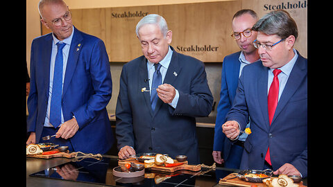 PM of Israel, Mr. Benjamin Netanyahu- EATS FAKE FISH & STEAK!