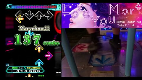 Love You More - EXPERT (16) - 837,530 (A Clear) on Dance Dance Revolution A20 PLUS (AC, US)