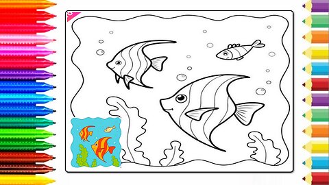 coloring drawing - Painting and coloring some fish in the water