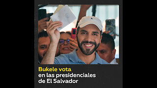 Nayib Bukele vota en las elecciones presidenciales de El Salvador