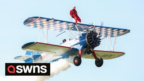95-year-old Brit becomes the world's oldest WING WALKER