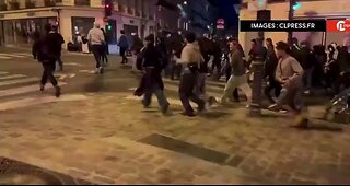 Muslims and communists are attacking police, looting stores and setting fires after Macron lost.