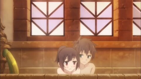 Megumin toda molhadinha,banho com Kazuma 😏, Aqua pegou eles no flagrar😈 - Melhores momentos Konosuba