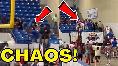 Texas Arena Football Game Sees CHAOS! Fan and Players Go FULL WWE as GUY SWINGS CHAIR!