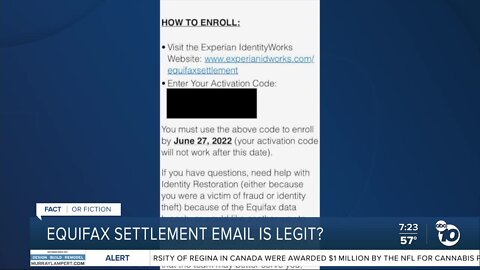 Equifax settlement email is legit?