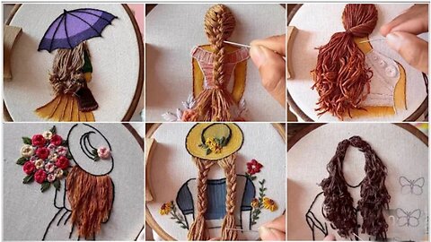 👧✨ Girl and Hair Embroidery Compilation 🌼🪡 | Doll Embroidery for Beginners - Let’s Explore 🎨👒