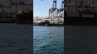 Passing cargo ship