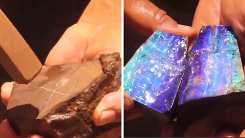 Beautiful Opal being split!