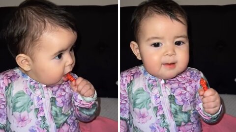 Baby Steals And Eats Flamin' Hot Cheeto With Ease