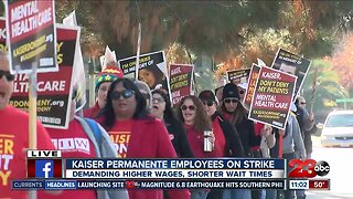 Kaiser Medical Center workers in Bakersfield take part in statewide strike